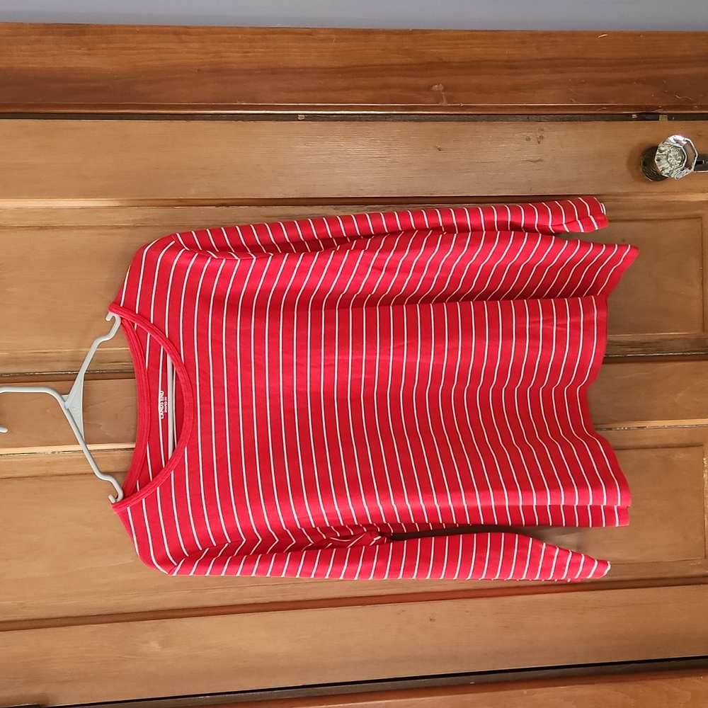 Lands' End shirt top 3x red white stripe